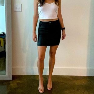 Black Vegan Leather Mini Skirt size L